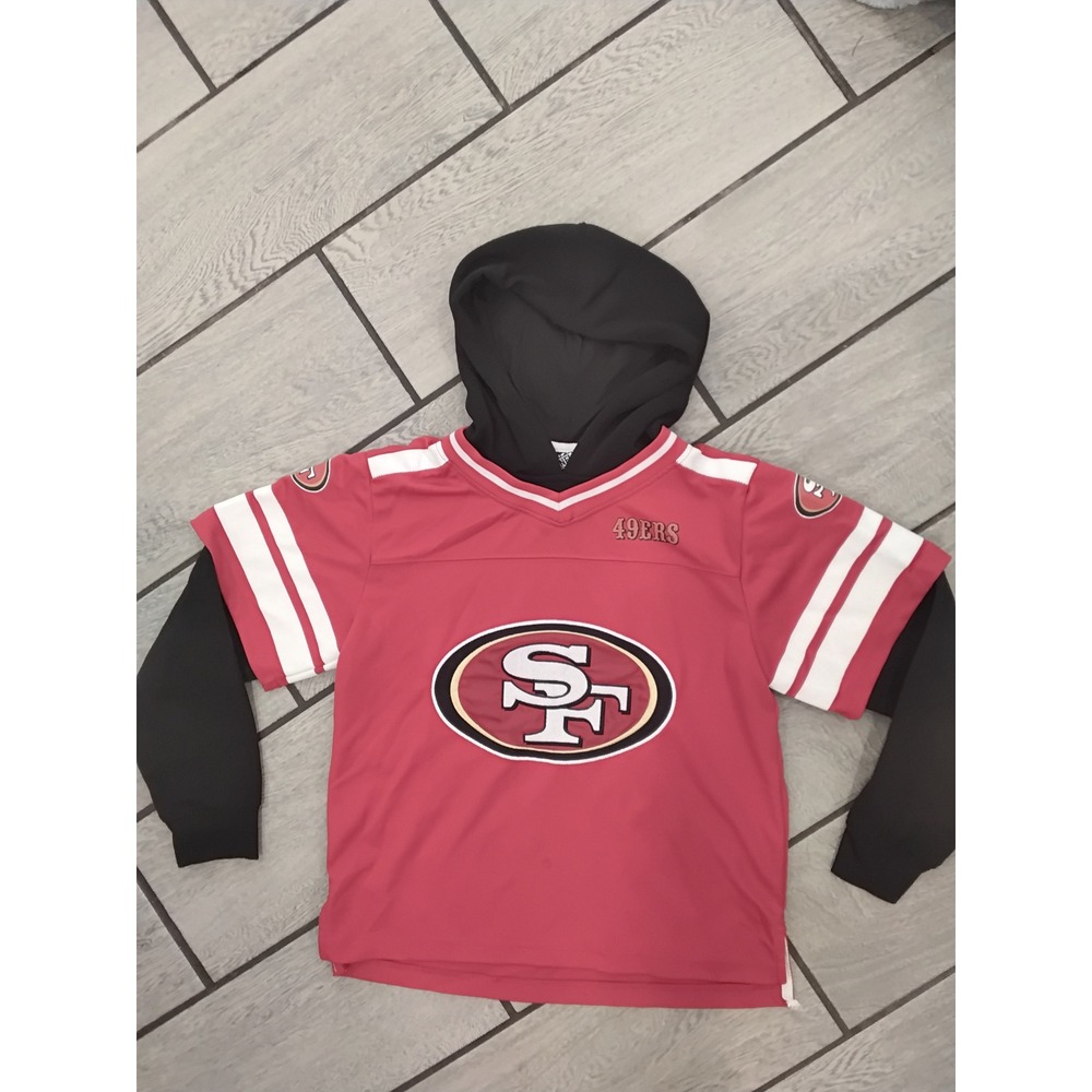 NFL Team Apparel San Francisco 49ers Kids Hoodie Jersey Red Black Size 10-12 L